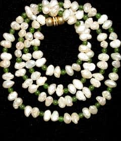 Necklace Of Freshwater Pearls And Jade Beads