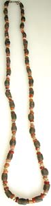 Carnelian, Brown Quartz, And Faience Bead Necklace
