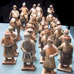 Ming Processional Set Consisting of Twenty-Three Figures and Five Horse and Riders