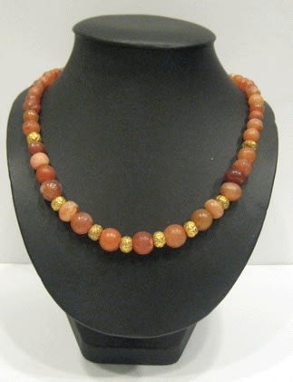 Carnelian and Gold Beaded Necklace