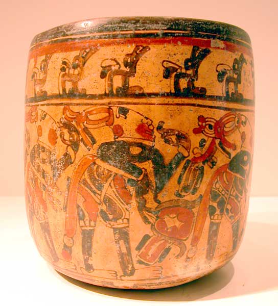 Mayan Babilonia Terracotta Cylindrical Vessel