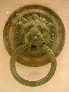 Roman Bronze Lion Roundel with Handle