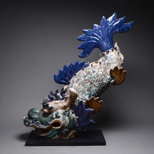 Ming Glazed Terracotta Architectural Sculpture of a Dragon Fish