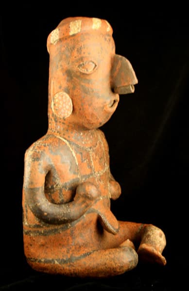Ixtlán del Rio Style Nayarit Sculpture of a Seated Man Holding a Ball