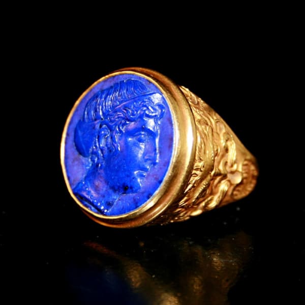 Lapis Lazuli Cameo Mounted On an 18 Karat Gold Ring