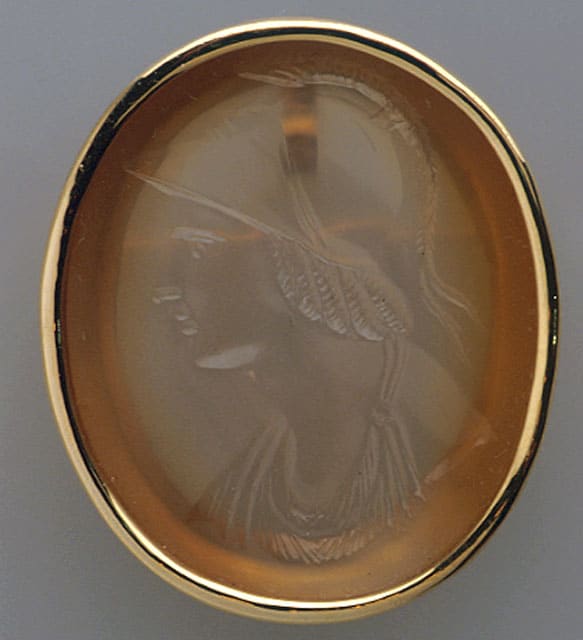 Classical Revival Intaglio depicting the Greek Goddess Athena