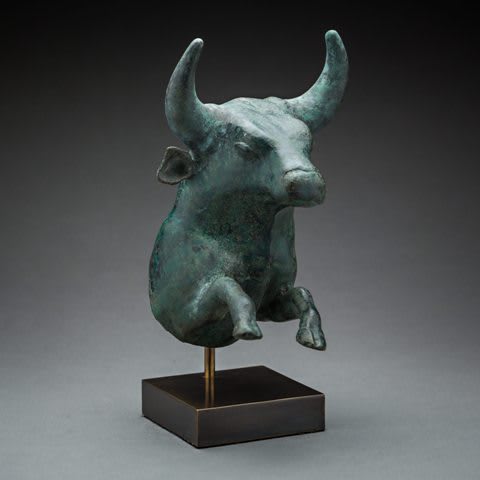 Roman bronze protome of a bull