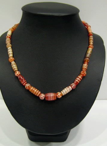 Carnelian Acid Etched Bead Necklace