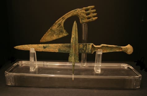 Iron Age Bronze Dirk, Axe, And Spear Head
