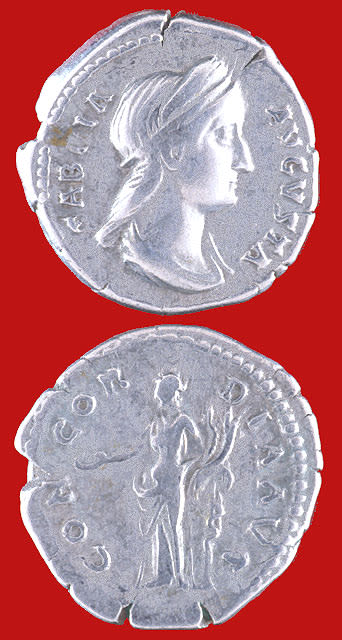 Silver Denarius of Empress Sabina