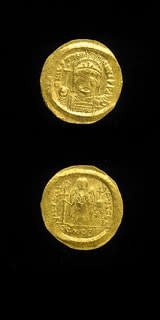 Byzantine Gold Solidus of Emperor Justinian I