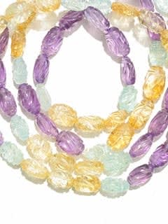 Amethyst, Citrine And Aquamarine Bead Necklace