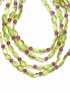 Peridot Bead and Garnet Bead Necklace