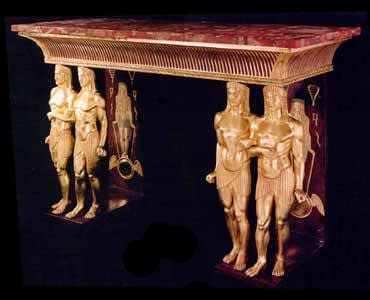 Egyptian Revival Giltwood and Faux Porphyry Side Table in the Manner of Nottolini