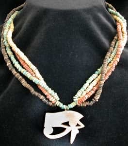 Necklace Of Egyptian Faience Beads And Gold Eye