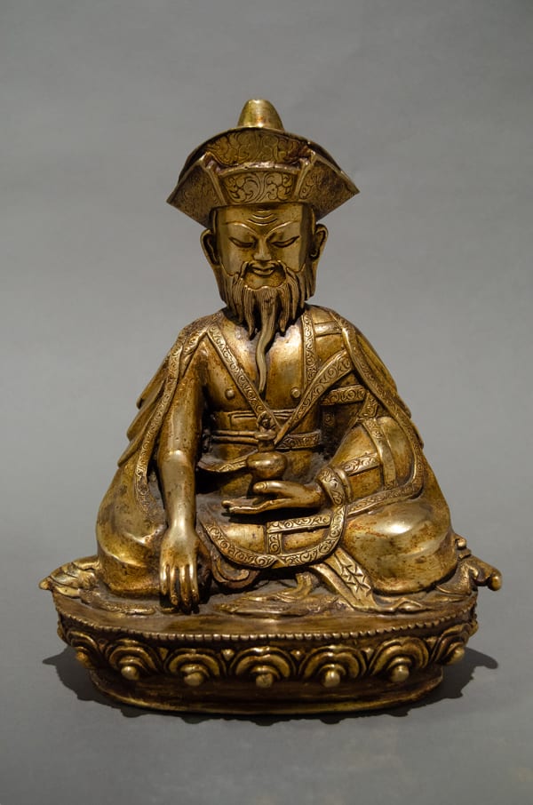 Seated Tibetan Lama with Long-Life Vase