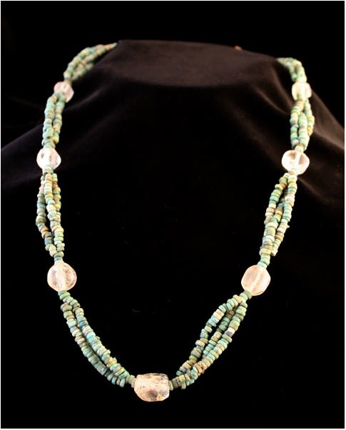 Necklace of Egyptian Faience Mummy Beads and Rock Crystal Beads