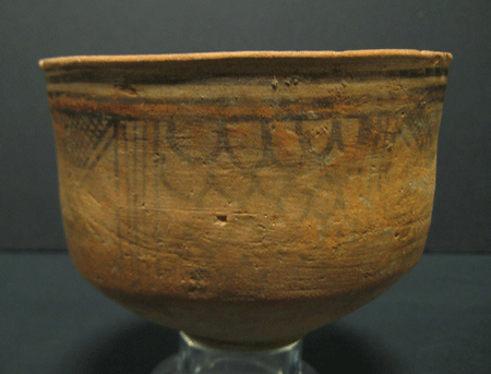 Indus Valley terracotta bowl with geometric decoration