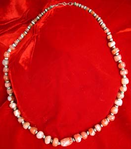 Carnelian, Rose Quartz, Faience Bead Necklace