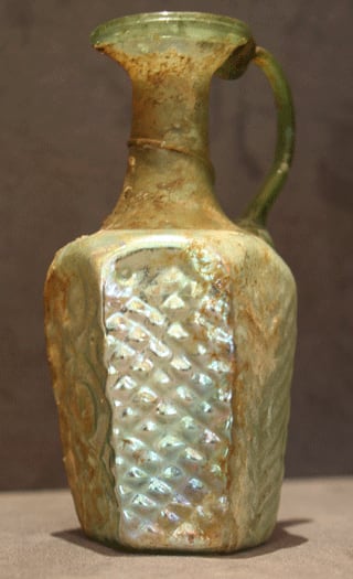 Byzantine Mold-Blown Pale Green Glass Jug