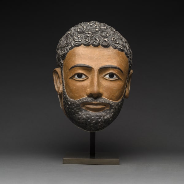 Egyptian Painted Plaster Funerary Mask of a Man