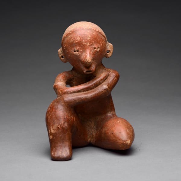 Chinesco Style (Type C) Nayarit Terracotta Sculpture of a Seated Man
