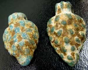 Pair of Faience Grape Bead amulets