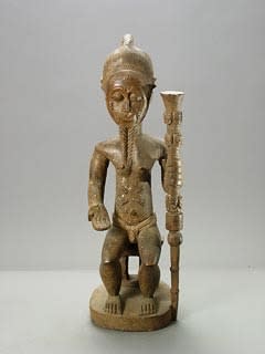 Lagoons Region Wooden Sculpture of a Seated Man