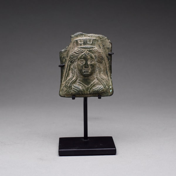 Greco-Roman Bronze Votive Plaque of the Goddess Tyche