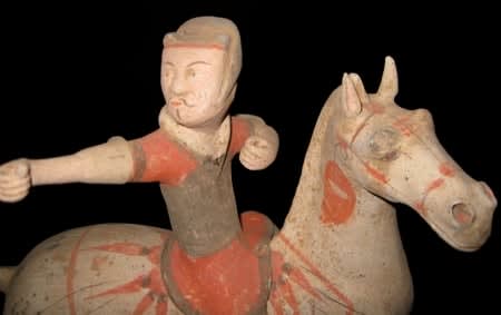 Han Polychrome Horse and Polo Player