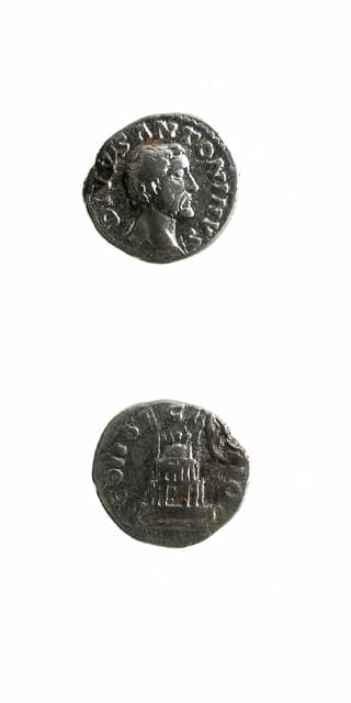 Silver Denarius of Emperor Antoninus Pius Issued Posthumously by Marcus Aurelius and Lucius Verus