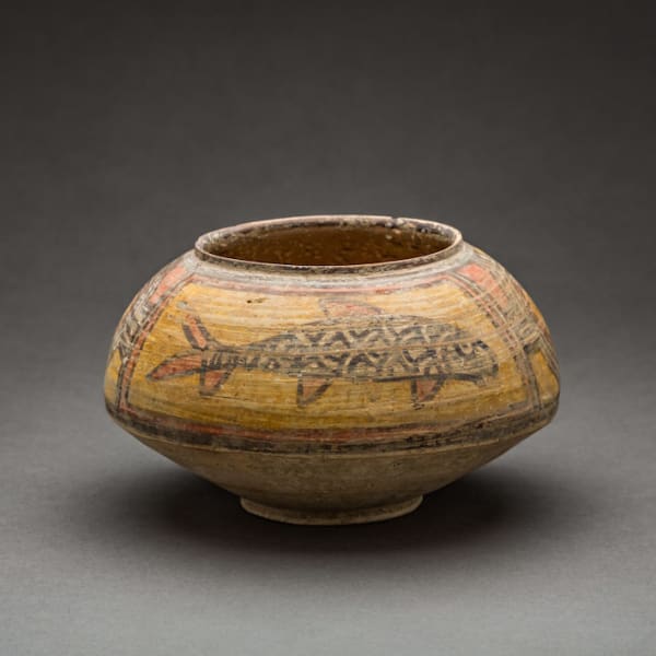 Painted Terracotta Bowl with Fish Motif