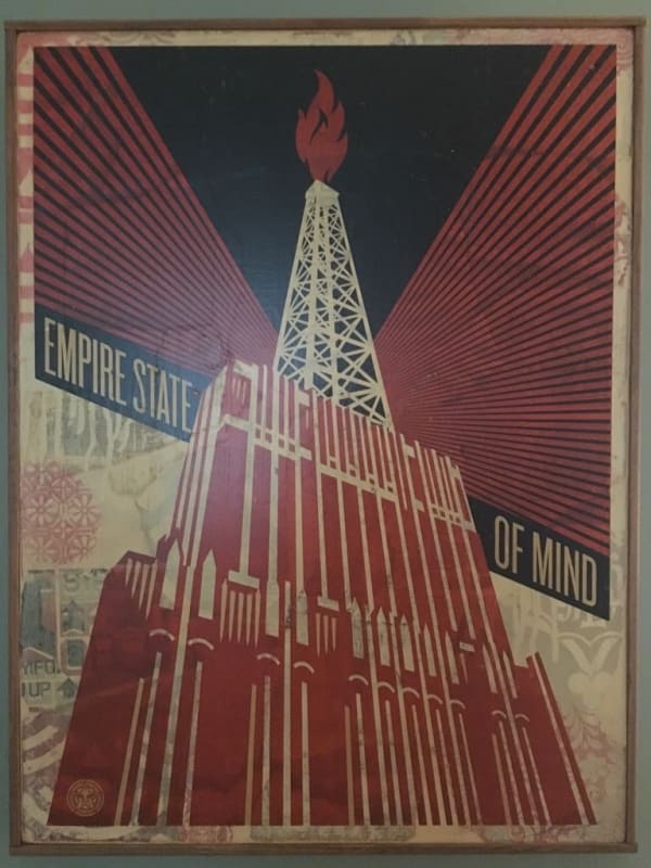 Shepard Fairey Empire State of Mind, 2014 HPM sur bois (Silkscreen and mixed media collage on wood) 65 x 45 cm 25 5/8 x 17 3/4 in