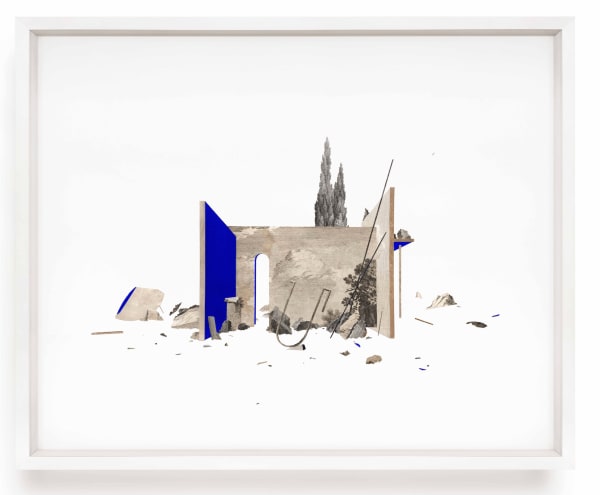 Claire Trotignon Second Hasard et scultpures, 2018 Collage of old etchings and gouache 40 x 50 cm 15 3/4 x 19 3/4 in