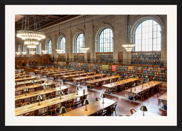 Mario Basner, New York Public Library II, Classic Black Frame, White Liner