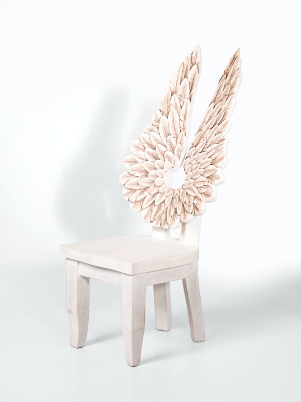 Pedro Ruiz, Auxiliary Bird 4, 2023, Oil on wood, 42 x 18