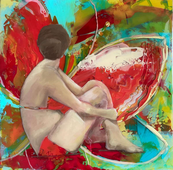 Carolina Convers, Castaway Less Animal Print Orange and Gold, 2023