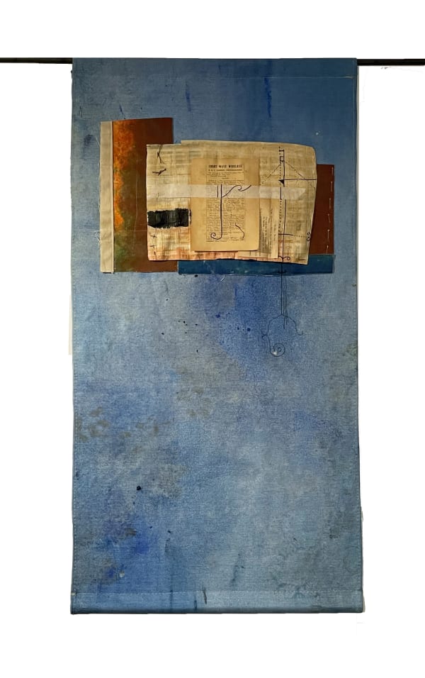 Luis Luna, Untitled, 2022, Collage and pigment on canvas and steel rods, 102 x 52
