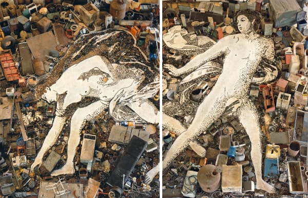 Vik Muniz, Atalanta and Hippomenes, after Guido Reni (diptych) (Pictures of Junk), 2005