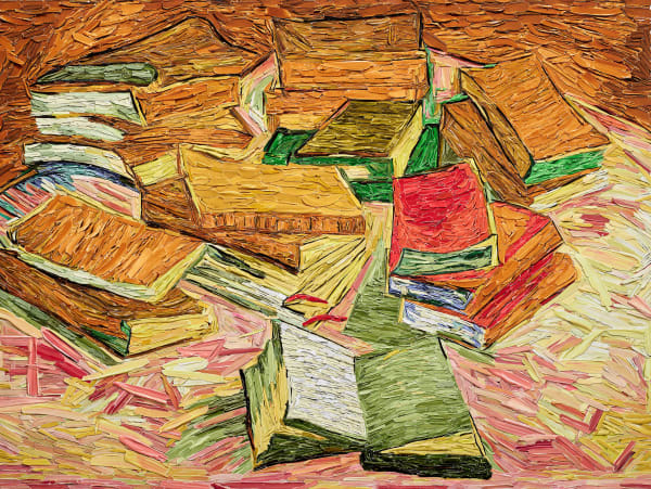 Vik Muniz, Piles of French Novels, after Vincent van Gogh (Brushstrokes), 2025