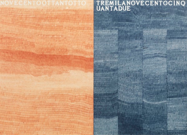 Alighiero Boetti, La Metà e il Doppio (Novecentoottantotto - Tremilanovecentocinquantadue), 1976