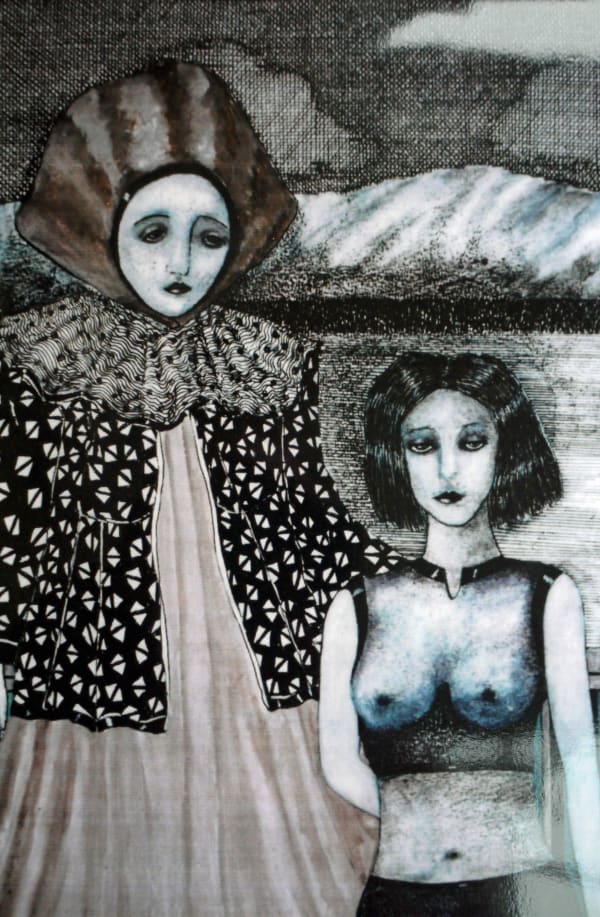 Krysia D. Michna-Nowak - Pierrot and the Young Girl-swimmer, c. 1977