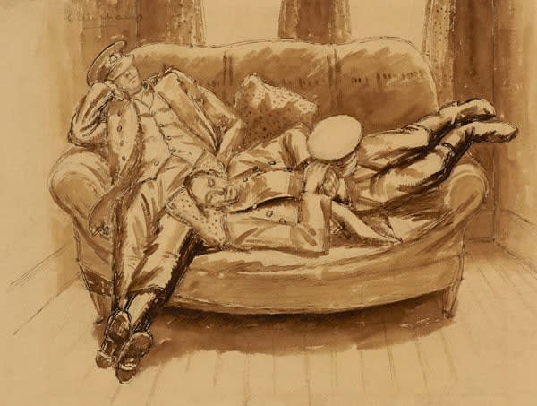 Enid Abrahams - Two Sleeping Soldiers (verso), c. 1941