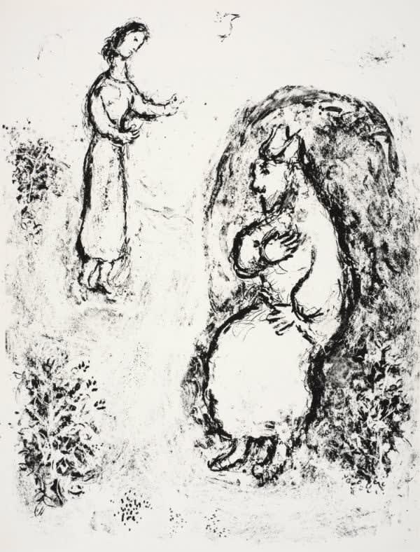 Marc Chagall, Prospero recounts the story of his life to his daughter Miranda, 1975