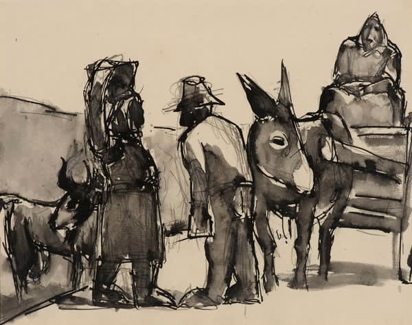 Josef Herman - Burgundian Peasants, c. 1952-53