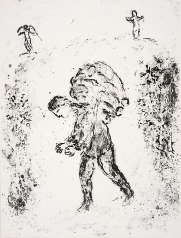 Marc Chagall, Ferdinand hauling firewood, 1975