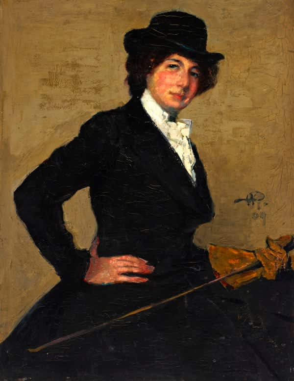 Alfred Wolmark, Portrait of Mrs Ethel Solomon in Riding Habit