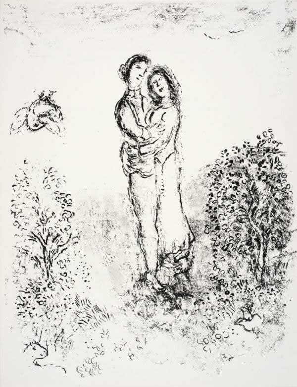 Marc Chagall, Ferdinand and Miranda embrace, 1975