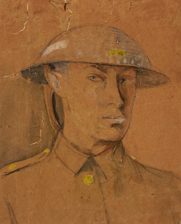 Isaac Rosenberg, Self-Portrait in Steel Helmet, 1916