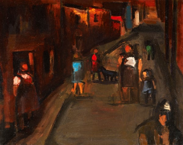 Josef Herman, Street Scene, Ystradgynlais, 1945